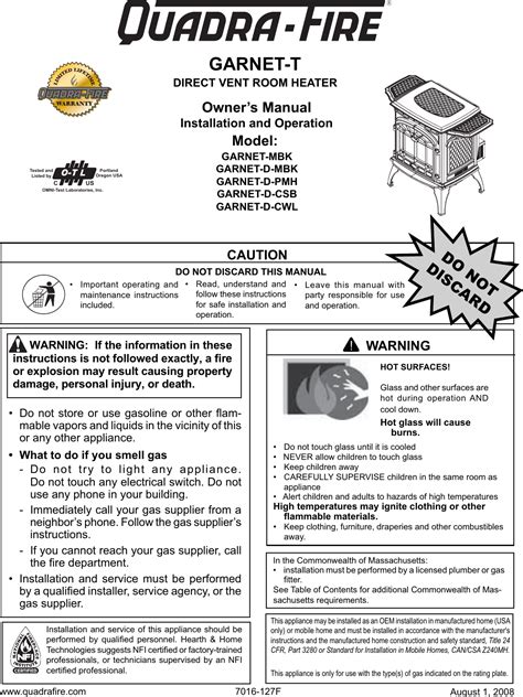 quadra fire garnet manual